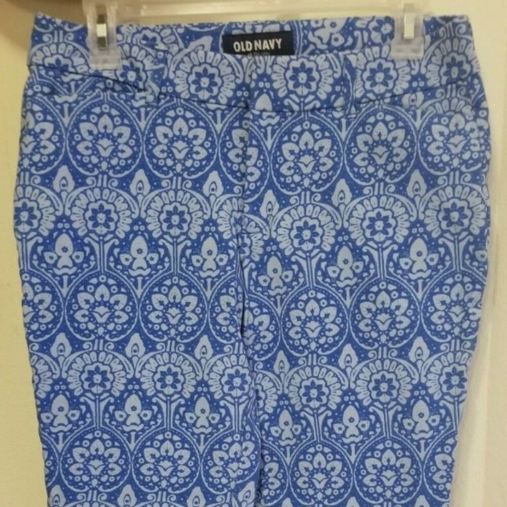 Old Navy blue floral stretch dress pants women's size 8